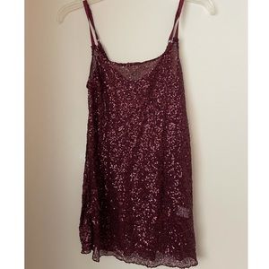 Sheer Maroon Sequins Sleeveless Top Sz S NWT